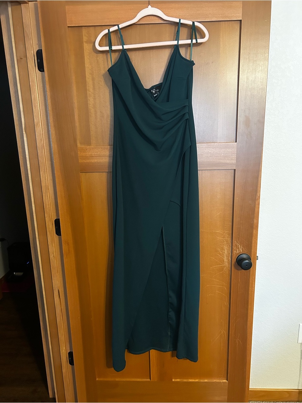 Windsor Deep Green Draped Maxi Slip Dress